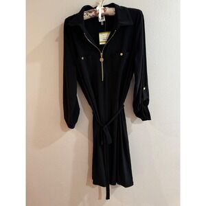Anne Klein Womens Black Utility Shirt Dress Size 14 NEW Office Career